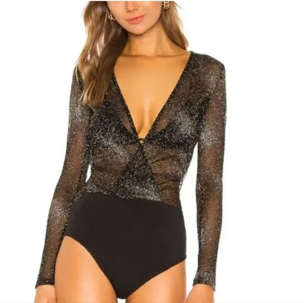 Revolve Superdown wilhemina metallic bodysuit size S
